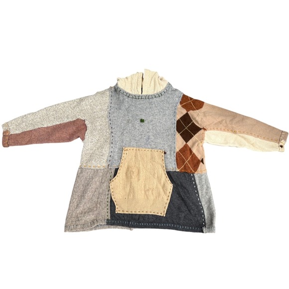 Crispina FFrench Sweaters - AS‎ IS Crispina FFrench Designs OS Handmade Patchwork Art-to-Wear Hoodie Sweater